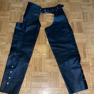 Alpha Cycle Gear Leather Motorcycle Chaps